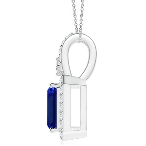 14K <b>Solid</b> <b>Gold</b> Geometric Shape Blue Sapphire Halo <b>Pendant</b> With Natural Diamond 226 New Arrival Top Selling <b>Pendant</b> Necklace OEM - Product Image 2