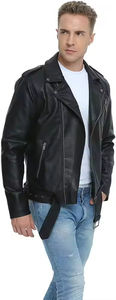 Chaqueta de Cuero Genuino para Hombre, Nueva Llegada, Chaqueta de Motociclista de Piel Vacuna Premium, Corte Ajustado, Prenda Exterior a la Moda - Product Image 3