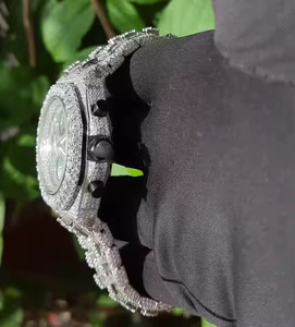 Montre Moissanite en acier inoxydable 41 mm, montre sertie de diamants, montre de luxe pour homme, style Hip Hop. - Product Image 4