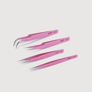 Pinzette VETUS CS in Acciaio Inossidabile Rosa, Punta Liscia di Precisione per Extension Ciglia, Punta Affusolata Antistatica - Product Image 3