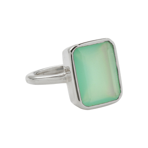 Aqua Chalcedony Silver Rings Gold Plated 925 Sterling Silver Collet Set Handmade Jewelry Rings 15x12mm Bulk Rings Bulk Suppliers - Product Image 2