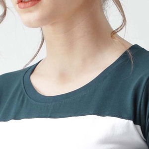 Crew Neck Streetwear <b>Women's</b> Color Blocked <b>Long</b> <b>Sleeve</b> <b>T</b>-<b>Shirt</b> Regular Fit Cotton Knitted Casual Top All Seasons <b>White</b> Navy Blue - Product Image 3