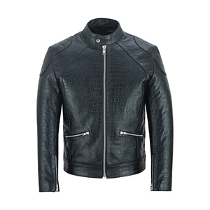 Chaqueta de Cuero Bomber de Invierno para Hombre, la Más Vendida, Reversible, Color Personalizado, Cuello Alto, Piel de Oveja Grabada, Fabricación OEM - Product Image 5
