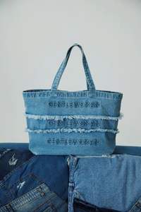 Women Jeans Tote <b>Bags</b> Deep Jean Fabric Handbag Extra Roomy Cotton Shoulder <b>Satchel</b> For Versatile Everyday Outdoor Carrying - Product Image 2
