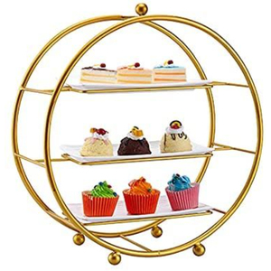 Three Tier Metal Made White Color Powder Coated Cake Stand With Gold Stand Dessert And Cake Display For Home And Hotel Decor - Product Image 6