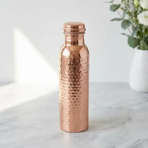 Bouteille d'eau potable 100% cuivre pur, écologique, réutilisable, avec bouchon à vis, pour une utilisation quotidienne et bienfaite pour la santé - Product Image 3