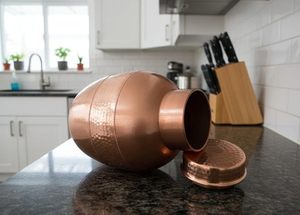 Custom Pure Copper Water Bottle Handmade Ayurvedic Drinking Water <b>Storage</b> Vessel with Hammered Finish for Home and Travel - Product Image 3
