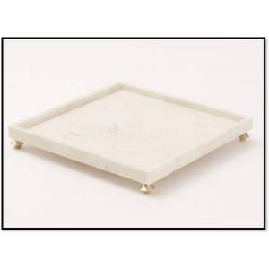 Square Marble <b>Storage</b> Tray With Gold Metal Feet Minimalist Design Indoor Living Room <b>Tabletop</b> Decor Durable - Product Image 6
