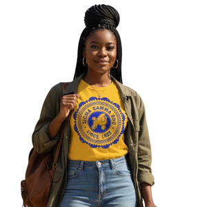 Camiseta Personalizada de Verano para Mujer con el Sello Antiguo de Sigma Gamma Rho, Diseño Gráfico del Escudo de la Hermandad Griega, Cuello Redondo, Manga Corta, Algodón Ecológico - Product Image 1