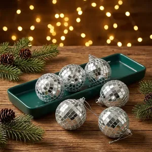 <b>Small</b> Silver Mirror Disco Ball <b>Christmas</b> Ornament Party <b>Decoration</b> Reflective Mosaic Xmas Tree Hanging Bauble Festive Holiday - Product Image 5