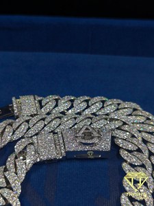 Chaîne cubaine de luxe tendance en argent sterling 925 avec diamants Moissanite VVS, style Hip Hop, par Trisha Jewels - Product Image 5