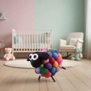 Adorable poupée mouton en feutre avec boule en feutre, produit décoratif pour bébés et enfants - Product Image 2