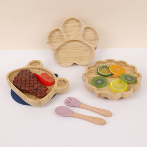 Plateau de service en bois à compartiments avec de jolies formes d'animaux et de fleurs, assiette décorative pour collations, fruits et desserts pour la maison, la cuisine et les restaurants - Product Image 2