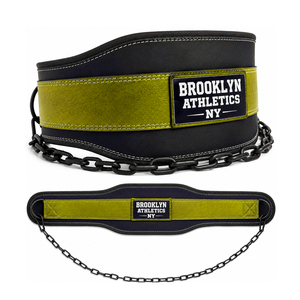 Custom Logo Genuine Leather Dip <b>Belt</b> with Metal <b>Chain</b> Adjustable Gym <b>Belt</b> for Strength Training Bodybuilding Powerlifting - Product Image 1