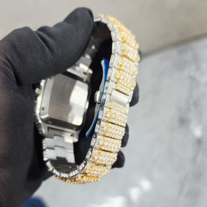 Reloj de Lujo de Primera Calidad, Modelo Cuadrado, con Incrustaciones de Moissanita, para Hombre, de Acero Inoxidable, en Oferta - Product Image 2