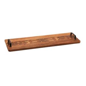 Bandeja de Madera de Acacia con Asas de Metal, Extra Larga, de Grado Comercial, Ecológica, para Servir Desayuno, Té, Café y Bocadillos - Product Image 1