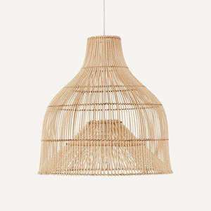 En gros, Abat-jour en rotin tressé à la main à double couche, en forme de cloche à étages, pour luminaire suspendu de plafond à col haut - Product Image 1