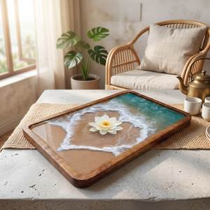 Luxury Handmade Resin And Wooden Serving <b>Tray</b> For Modern Home Decor And Elegant Dining Table Presentation - Product Image 2