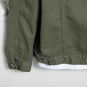 แจ็คเก็ตยีนส์ผู้ชายคุณภาพสูงสั่งทำพิเศษ ทรงปกติ แขนยาว สไตล์ทรัคเกอร์ ล้างสีแบบวินเทจเรโทร - Product Image 2