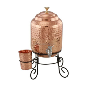 Distributeur d'eau en cuivre pur durable avec finition antique Style classique avec couvercle et support pour une utilisation quotidienne écologique - Product Image 3