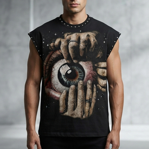เสื้อกล้ามพิมพ์ลายกราฟิกสไตล์วินเทจสุดเทรนดี้ ผ้าเจอร์ซีย์คอตตอน 100% คอกลม แขนกุด สำหรับใส่ลำลองแบบยูนิเซ็กส์ - Product Image 6