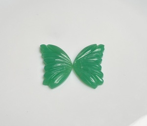 Natural Green Aventurine Carved Butterfly <b>Wings</b> Gemstone Pair Loose Crystal Cabochon for DIY Jewelry Making Pendant <b>Earrings</b> - Product Image 1