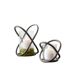 Support de bougie votive rond en fer et verre, finition noire, pour décoration de table lors d'événements et fêtes à la maison, pour bougies chauffe-plat. - Product Image 6