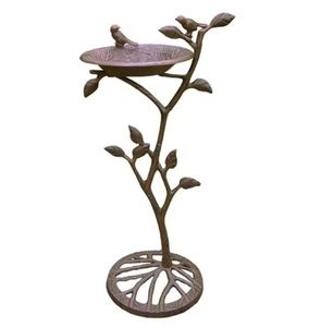Mangeoire à oiseaux en aluminium avec feuille, pour 2 oiseaux, couleur noir et vert, pour jardin extérieur, produits artisanaux, design standard - Product Image 6