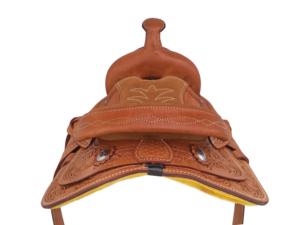 Selle Western pour enfants en cuir véritable de 8 pouces, construction 100% cuir de buffle, siège rembourré confortable, sangles d'étrier en fibre de verre - Product Image 3
