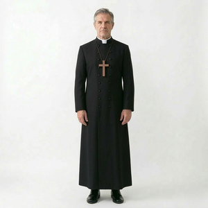 Robe de clergé moderne pour prêtre, broderie personnalisée, vêtement liturgique confortable, tenue d'église, robe de clergé - Product Image 1