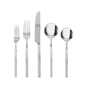 Ensemble de couverts modernes en acier inoxydable au design élégant, finition poli miroir, pour restaurant, comprenant cuillères, fourchettes et couteaux argentés, à prix réduit - Product Image 2
