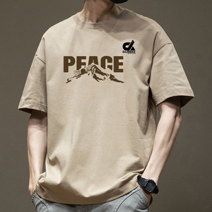 DUBBIX Men's Cotton Short Sleeve <b>T</b>-<b>Shirt</b> Peace <b>Mountain</b> Print Casual Jersey Breathable Regular Fit Front Logo - Product Image 1