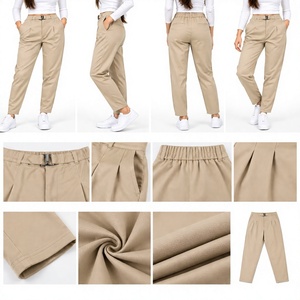 Pantalon d'hiver plissé beige décontracté en velours pour femme Jerry Wear, taille élastique, infroissable, écologique et respirant - Product Image 6