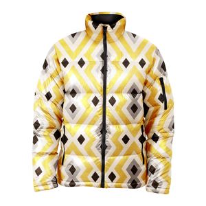 Unisex <b>Winter</b> Fire Sublimation Printed Puffer Coat Custom Wholesale Breathable Outwear with Pocket Decoration Knitted Fabric - Product Image 3