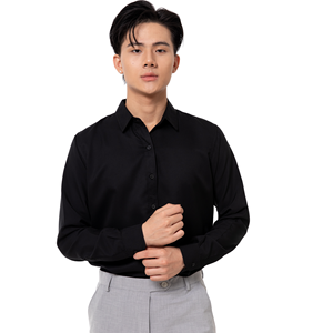 Chemise décontractée vintage tissée pour homme, imprimée sur mesure, teinte unie, infroissable, détection anti-plis, polyester/coton, ODM, manches longues - Product Image 1