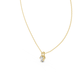 Pendentif solitaire à double griffe en or jaune 14K plaqué rhodium avec diamant de laboratoire taille ovale 0,50-2,00 carats DEF VVS certifié IGI - Product Image 4