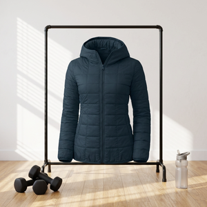 Veste matelassée à capuche pour femme, manteau épais à fermeture éclair, chaud pour l'hiver, manches longues, couleur unie - Product Image 1