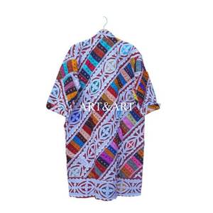 Kimono indio hecho a mano Kantha, bata de baño con múltiples parches, abrigo de algodón para mujer, kimono corto, bata de baño, kimono. - Product Image 5