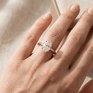 Bague de fiançailles solitaire en diamant de laboratoire ovale certifié IGI 1 carat, or massif 9K plaqué rhodium, cadeau de luxe OEM ODM - Product Image 2