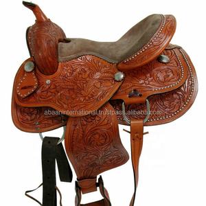 Selle de cheval western pour le marché américain en cuir véritable avec arceau en plastique, pour la randonnée, le barrel riding et le ranch, robuste et confortable - Product Image 2