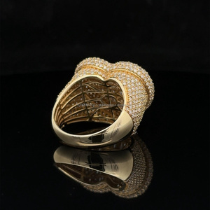 Heart Shape Baguette Cut Moissanite <b>Cocktail</b> <b>Ring</b> Pave Setting Yellow <b>Gold</b> Plated Women's Luxury Jewelry Party Style Bling <b>Ring</b> - Product Image 2