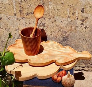 Bandeja de Almacenamiento Portátil en Forma de Hoja de Madera de Fresno Hecha a Mano, Moderna y Lujosa, Apta para Lavavajillas, para Servir en la Cocina, Vajilla, Alimentos y Bebidas - Product Image 3