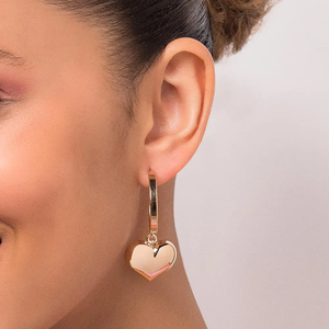 Pendientes colgantes con forma de corazón, aleación de zinc chapada en oro real de 18 quilates, para mujer, regalo de joyería romántica a la moda - Product Image 4