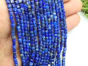 Perles en lapis-lazuli facettées en forme de cube - 15 pouces, 4 mm environ - Fournitures pour grossistes - Nouveauté - Pierre naturelle - Product Image 4
