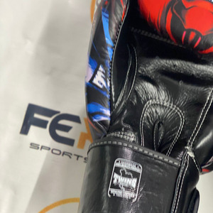 Twins Full Printed Red Black Muay Thai Cowhide Leather Boxing <b>Gloves</b> OEM Sparring Adjustable Strap Closure Muay Thai MMA <b>Gloves</b> - Product Image 5