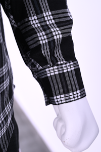 Wholesale Custom Men's Black White Plaid Hooded Flannel Long Sleeve Snap Button Casual Autumn Eco-Friendly Quick Dry OEM - Product Image 6