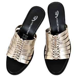 Sandalias de Tacón Alto para Mujer, Diseño Abierto, Tejidas, de Cuero Genuino, Doradas, para Ocasiones Especiales, Primavera, Verano, Otoño - OEM - Product Image 4