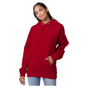 Sweat-shirt à capuche rouge pour homme, coupe classique, en molleton de coton, couleur unie, avec poche, pour l'automne - Product Image 5