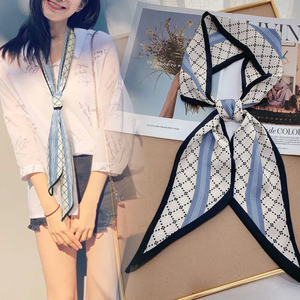 Écharpe longue de luxe en soie, foulard fin pour femme, bandeau, foulard imprimé cheval, ruban de marque pour femme - Product Image 1