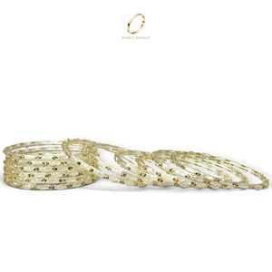 Ensemble de bracelets en verre cristal zircon blanc indien tendance et viral, style goutte de pluie du Cachemire, bijoux de mode pour femmes, mariages et mariées - Product Image 4